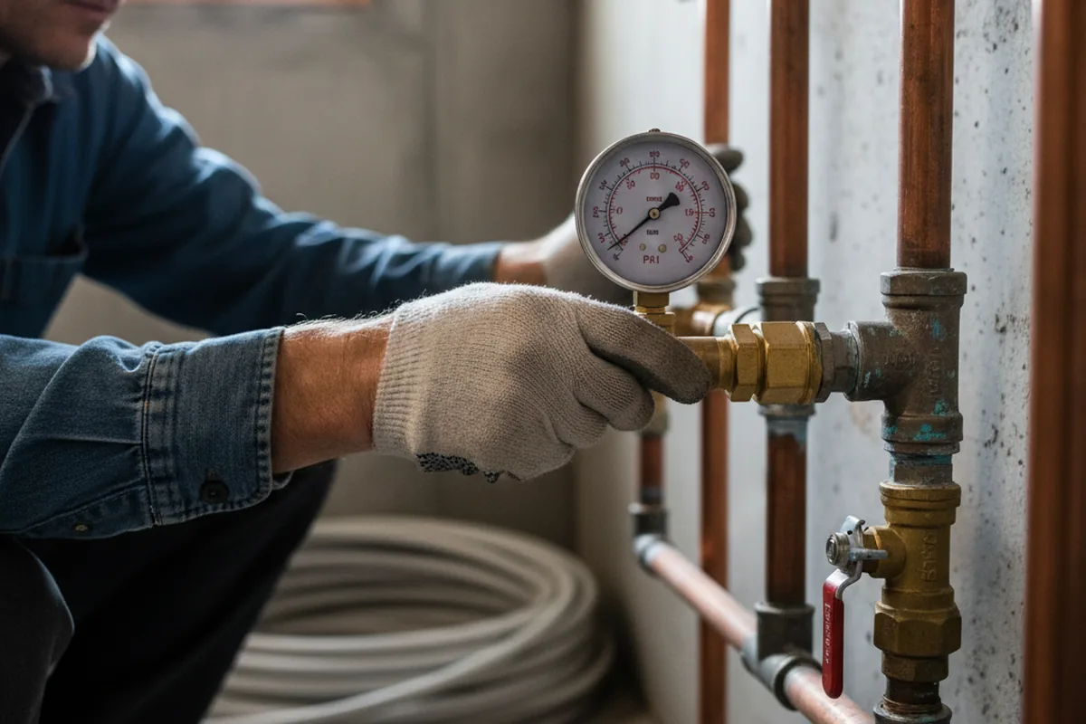 Pressure testing a repaired line during Water Line Repair in Deferiet